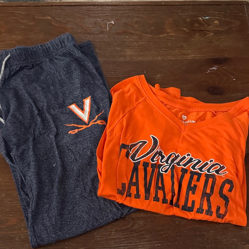 Virginia Cavaliers womens Orange & Navy Bottoms Set